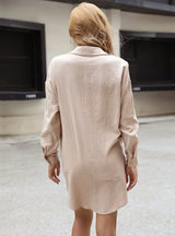 Twisted Long-sleeved Lapel Pleated Shirt