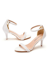 Thin-heeled Sandals and Pearl Wedding Shoes