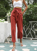High-waisted Cropped Trousers Wide-leg Pant