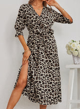 Short Sleeve Leopard Print Dress