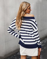 V-neck Striped Warm Sweater