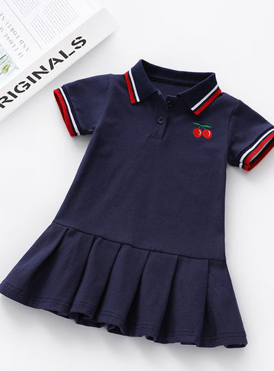 Children's Cotton Pleated Short Sleeve Dress