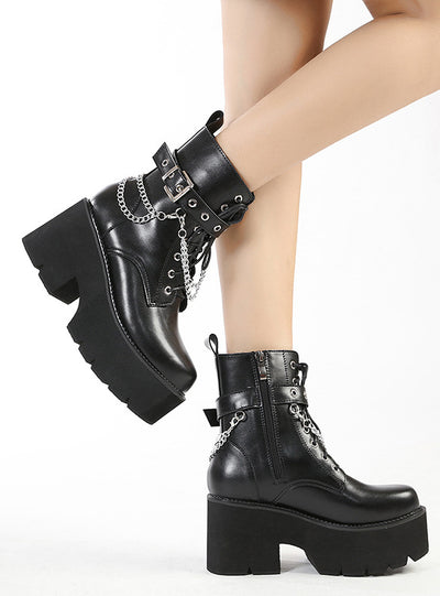 Black High Heels Thin Thick Heels Platform Shoes