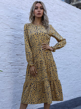 Loose Chiffon Pullover Print Stitching Dress