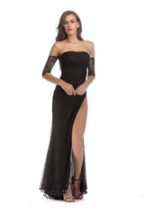 Tube Top Short Sleeve Split Lace Dress