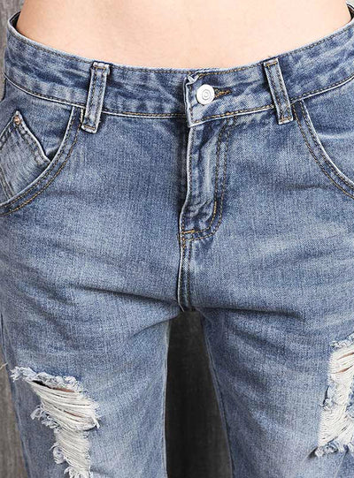 Denim Jeans Pantaloni Strappati Women Plus Size