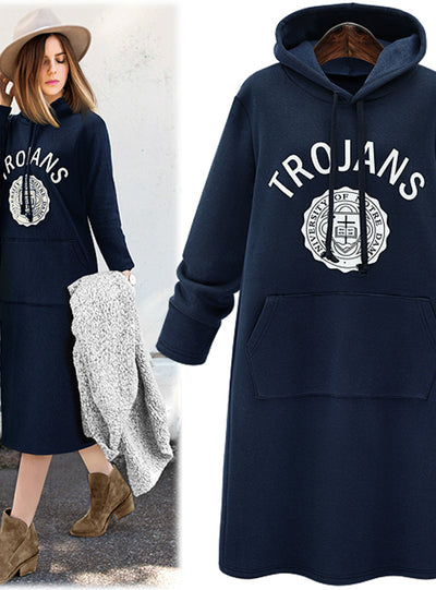 Hoodies Slim Plus Thick Velvet Sweatshirt Dress 