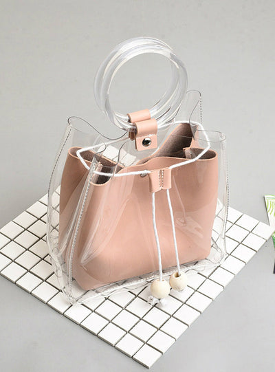 Mini Small Shoulder Bag Clear Transparent Drawstring