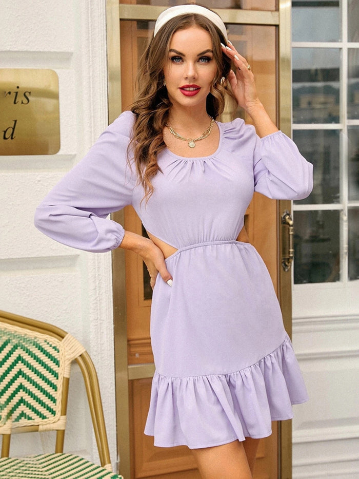 Sexy Backless Round Neck Long Sleeve Dress