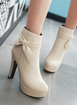PU Leather Platform Shoes Woman Ankle Boots