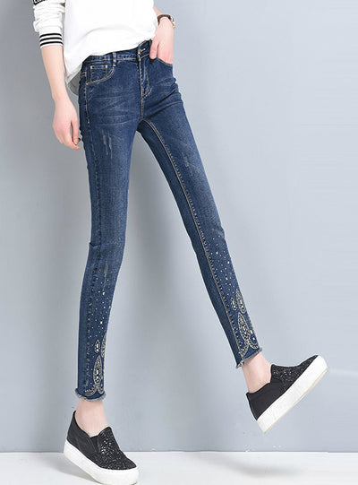 Ankle Length Jeans Stretch Nine Pencil Pants 