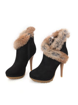 Ankle Boots Winter Platform Boots High Heels Rabbit Fur
