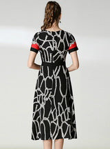 Short Sleeve Printed Slim Casual Party Dress