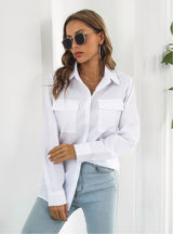 Women Long-sleeved Pocket Shirt