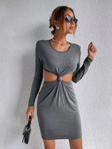 Sexy Openwork Kink Long Sleeve Dress