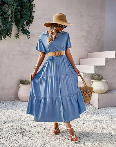 Women Slim Shirt Long Dress