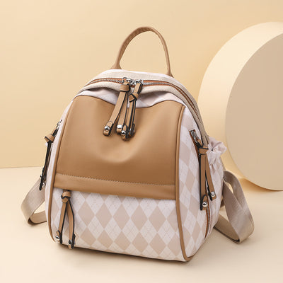 Soft Pu Contrast Color Small Shell Bag Backpack