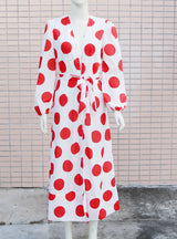 Polka-Dot Floral-Print Puff Long Sleeves Maxi Dress