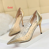 Transparent Pointed Hollow Rhinestone Shoes