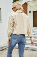 Lapel Button Long Sleeve Jacket