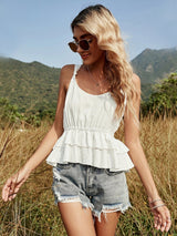 V-neck Suspender Top White T-shirt