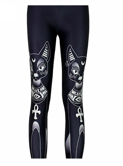 Black white cat Digital Printing Elasticity Pants 