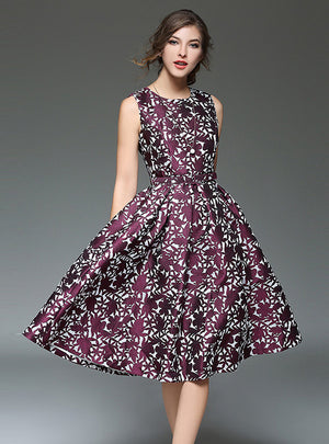 Women Silm Waist Sleeveless Dress