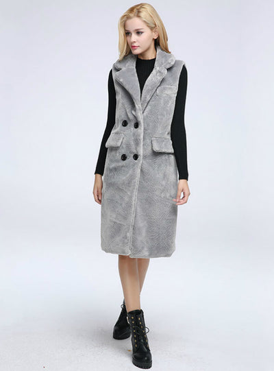 Sheep Shearling Coat Suit Lapel Wool Fur Waistcoat