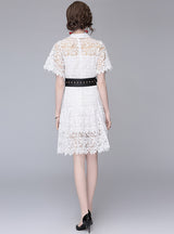White Lace Short Sleeve Dress
