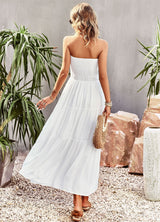 Solid Color Tube Top Big Swing Dress