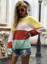Lantern Stripe Color Matching Sweater