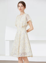 Lace Flying Sleeve Slim Dress