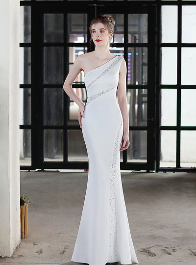 One Shoulder Slim Fishtail Dress