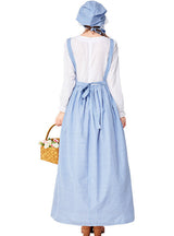 Farm Girl Sky Blue Plaid Kitchen Skirt Cosply