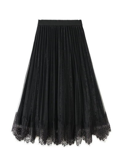 High Waist Lace Gauze Skirt