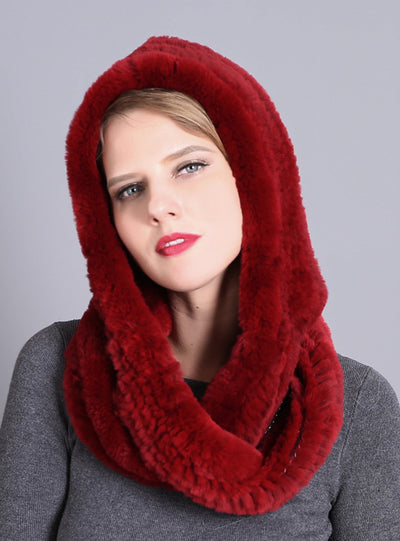 Rex Fur Hat Scarf Integrated Hat Scarf Dual-purpose