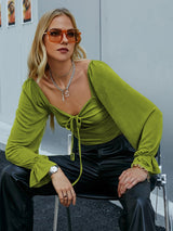 Sexy Hollow Bubble Sleeve Long Sleeve T-shirt