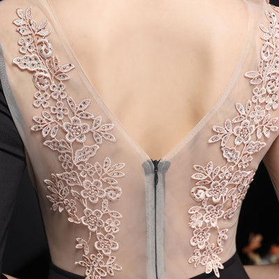 Short Sleeve Mermaid Lace Beading Prom Dress