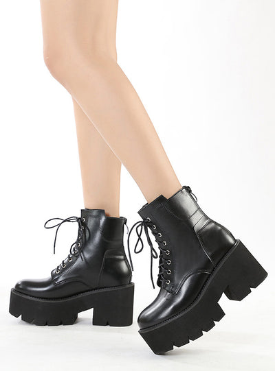 Motorcycle High Heel Round Head Boots