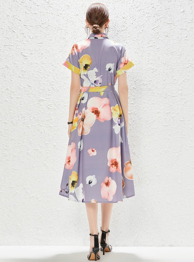 Single-breasted Printed Shirt Dress