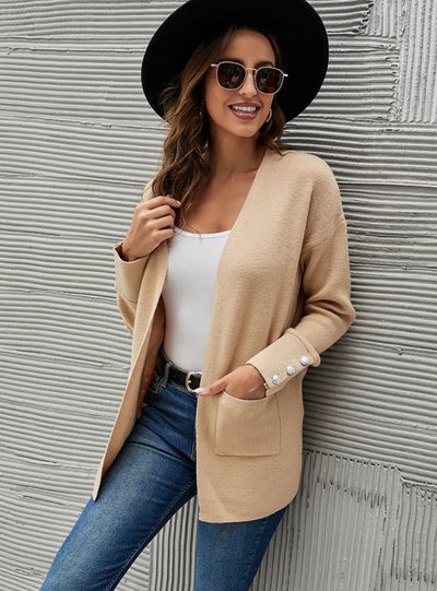 Button Sweater Pocket Cardigan Coat
