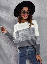 Gradient Color Matching Knitted Loose Sweater