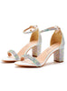 White Square Heel Sandals Wedding Shoes