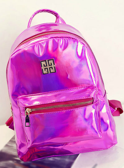 Laser Backpack School Bag Leather Holographic 