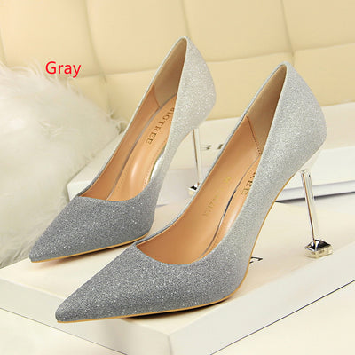 Shallow-pointed Shiny Gradient Shoes