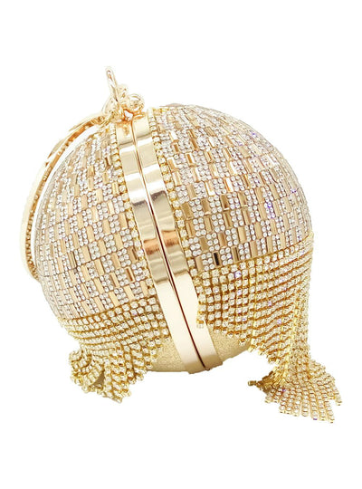 Golden Diamond Tassel Women Party Metal Crystal Clutches