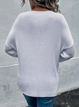 V-neck Lace-up Flared Sleeve Sweater