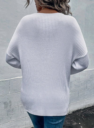 V-neck Lace-up Flared Sleeve Sweater