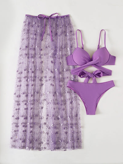 Split Steel Ring Three-piece Bikini