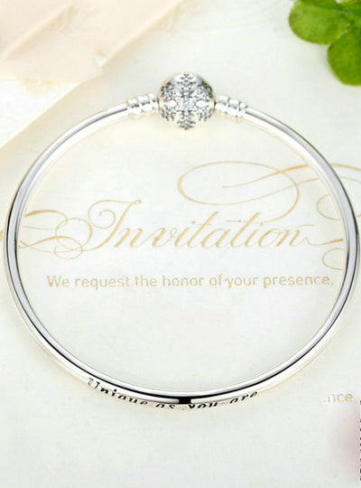 925 Sterling Silver Engrave Snowflake Clasp Snake Chain